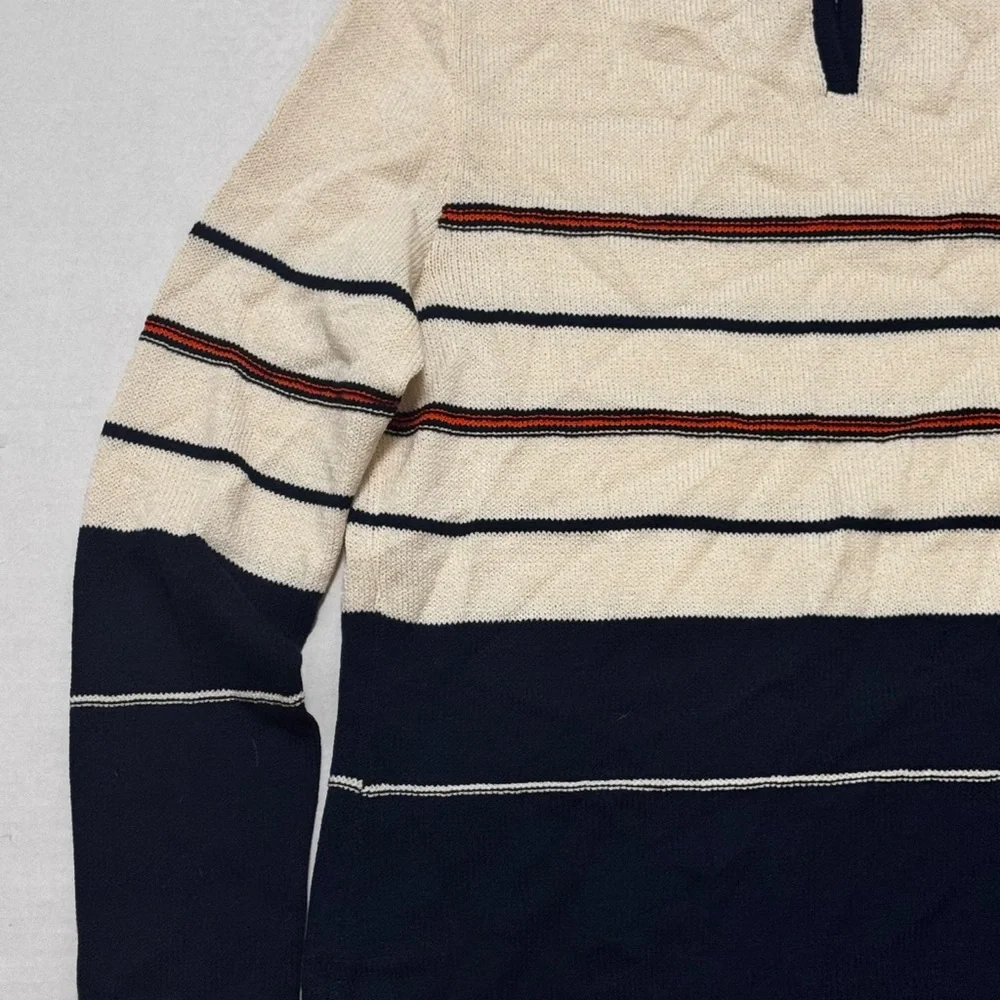 Vintage SJK St. John Womens Knit Pullover Sweater 12 Black Ivory Classic Striped